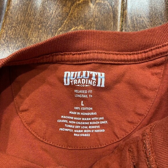 Duluth Trading Company Rust Orange Pocket Tee Relaxed Fit Men's Size L Tall - Picture 7 of 8